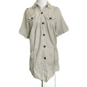 THE HANGER Los Angeles Boutique Tunic Blouse Button Up Casual Top Summer Linen L